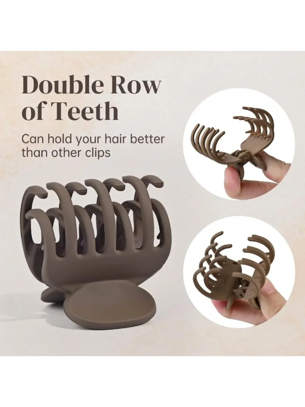 Double Row Teeth Claw Clips for Thin Hair - 4 Pack Matte Non-Slip Short Hair